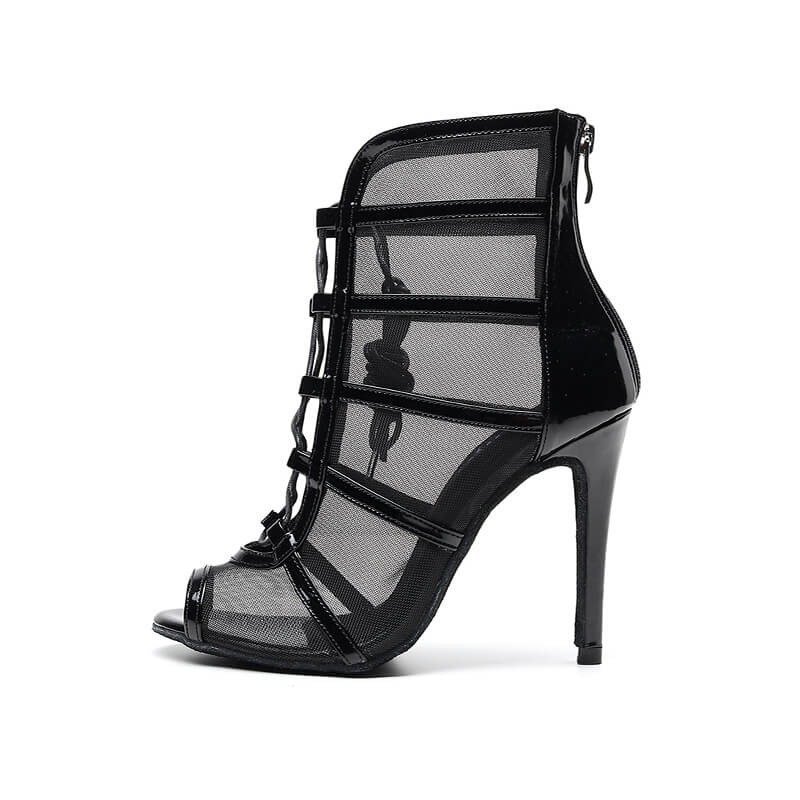 Black Women High Top Lace Up Dance Boots