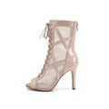 Apricot Lace Up Fishnet Mesh Dance Boots