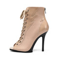 Apricot Patent Leather Matte Patchwork Dance Boots