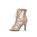Brown Patent Leather Mesh Dance Boots
