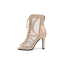 Apricot Patent Leather Mesh Dance Boots