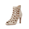 Apricot Suede Openwork Breathable Dance Boots