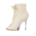 Beige Transparent Shoe Heel Dance Boots