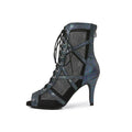 Black Glitter Leather Dance Boots