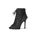 Black Shimmer One-Piece Heel Sole Dance Boots