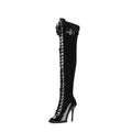 Black Integrated Heel Over-The-Knee Boots