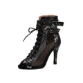 Black Iridescent Side Buckle Dance Boots