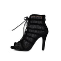 Black Lace Hollow Stiletto Dance Boots