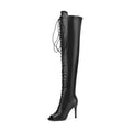 Black Matte Fish Mouth Over-The-Knee Boots