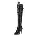 Black Matte Integrated Heel Over-The-Knee Boots