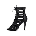 Black Matte Openwork Dance Boots