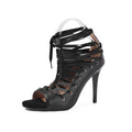 Black Matte Strappy Stiletto Dance Shoes