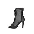 Bottes de danse à lacets en maille noire