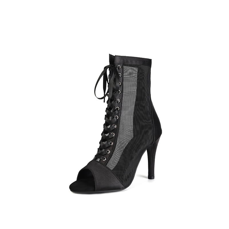 Black-Mesh-Lace-up-Dance-Boots
