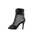 Black Open-Toe Lace-Up Dance Boots