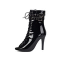 Black Patent Leather Ankle-Buckle Dance Boots