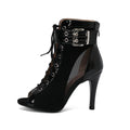 Black Patent Leather Wide Ankle Buckle Dance Boots