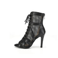 Peep Toe Lace-up Front Mesh Stiletto Heels Boots