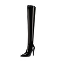Black Pointed-Toe Minimalist Over-The-Knee Boots