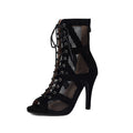 Black Suede Cutout Heeled Ankle Boots