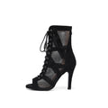 Black Suede Cutout Heeled Ankle Boots