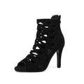 Black Suede Openwork Breathable Dance Boots