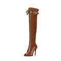 Brown Integrated Heel Over-The-Knee Boots
