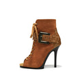 Brown Suede One-Piece Sole Dance Boots