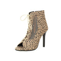Leopard Hollow Stiletto Lace-Up Dancing Shoes