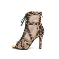 Leopard Print Mesh Stiletto Dance Boots