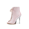 Pink Transparent Shoe Heel Dance Boots
