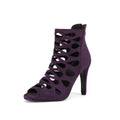 Purple Suede Openwork Breathable Dance Boots