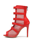 Red Matte Openwork Stiletto Dance Boots