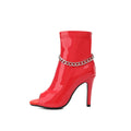 Red Patent Leather Stiletto Dance Boots