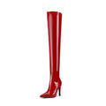 Red Pointed-Toe Minimalist Over-The-Knee Boots