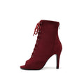 Red Suede Lace-up Dance Boots