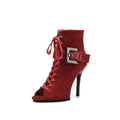 Red Suede One-Piece Sole Dance Boots