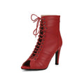 Red Vegan Leather Dance Boots