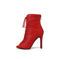 Red Vegan Leather Dance Boots
