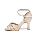 Skin Satin Rhinestones Latin Dance Shoes