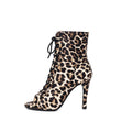 White Leopard Lace-Up Dance Boots