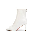White Patent Leather High Heels Ankle Boots