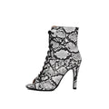 White Snakeskin High Heeled Dance Boots