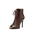 Wine Red Patent Leather Matte Patchwork Dance Boots