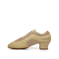 Beige Mesh Leather Latin Ballroom Practice Dance Shoes
