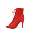 Women Peep Toes Suede Heeled Boots