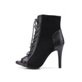 Black Peep Toes Suede Heeled Boots