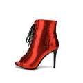 Women's Open Toe Red Stiletto Heeled  Boots