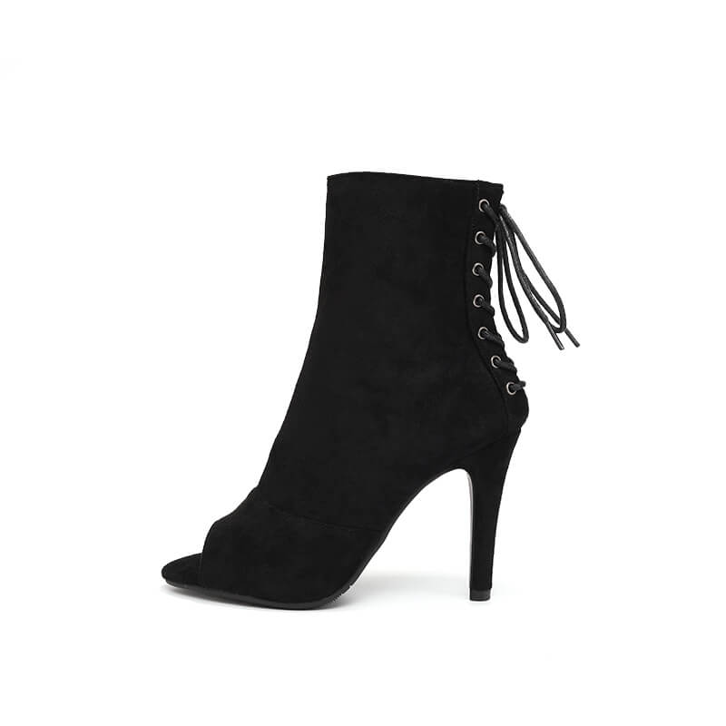 Bottines De Danse Latine Femme - Talon 7cm, Lacets Réglables, Semelle En Daim Pour Salsa, Bachata, Tango