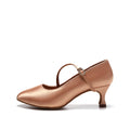 Flesh Satin Pointed Toe Lace Up Ballroom Dance Shoes
